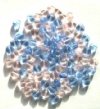 100 6mm Transparent Pink & Blue Glass Heart Mix Pack